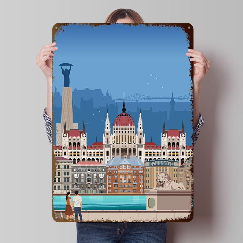 Travel Accessories For Europe - Budapest Travel Print Tinplate Poster Custom