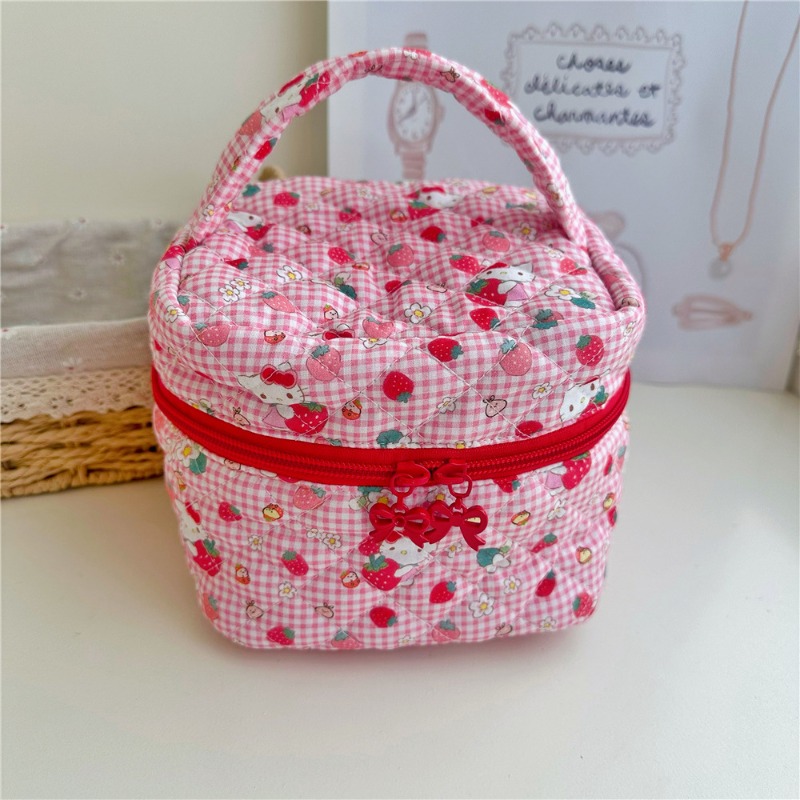 Travel Accessories Needed - Hello Kitty Cartoon Printed Quilted Makeup