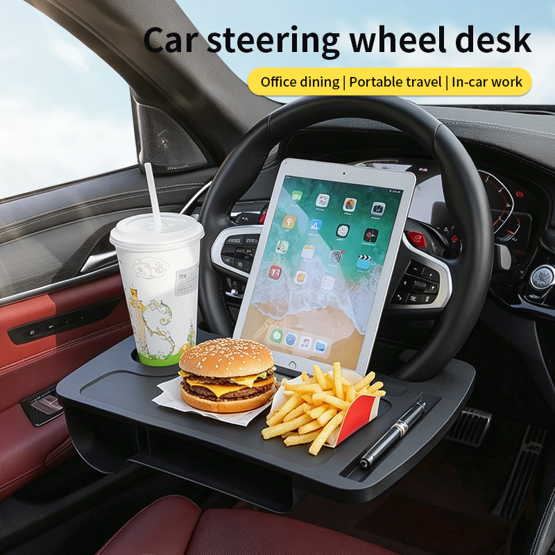 Travel Accessories In Car - 2-IN-1 Car Steering Wheel Table Tray,