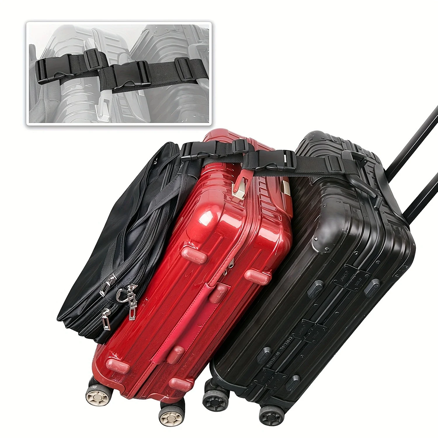 Travel Accessories Logo - 1pc Simple Adjustable Luggage Straps, Suitcase