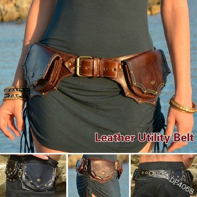 Travel Accessories Hip Belt - Medieval Steampunk Leather Utility Hip Belt