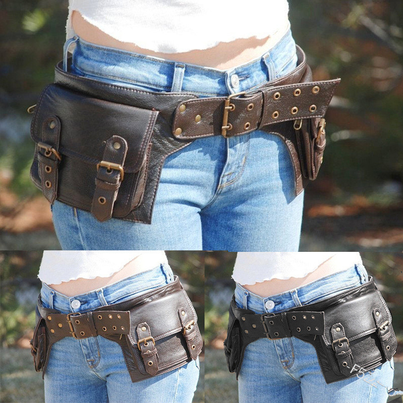 Travel Accessories Hip Belt - Medieval Steampunk Leather Utility Hip Belt