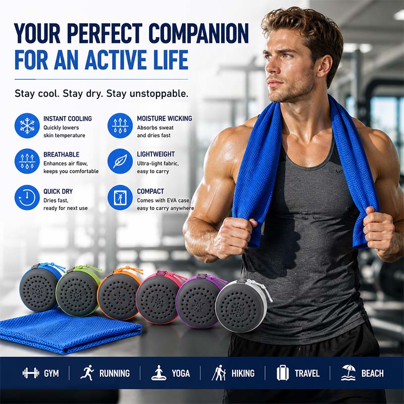 Travel Towel Quick Dry - Instant Cooling Towel with EVA Case