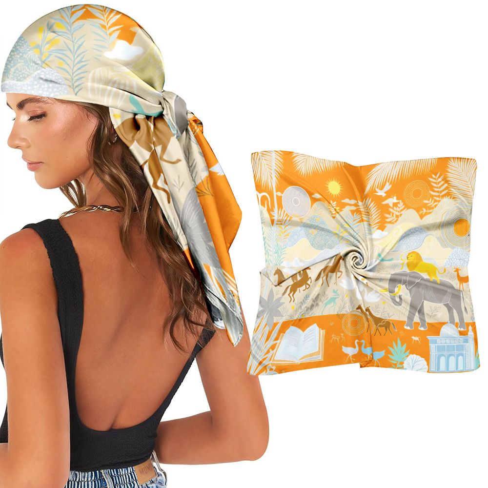 Travel Accessories Present - Vintage Rose Flower Pattern Silk Shawl