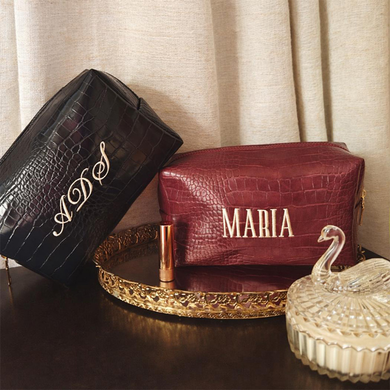 Travel Accessories Present - Embroidered Croc Makeup Bag Personalized Vegan