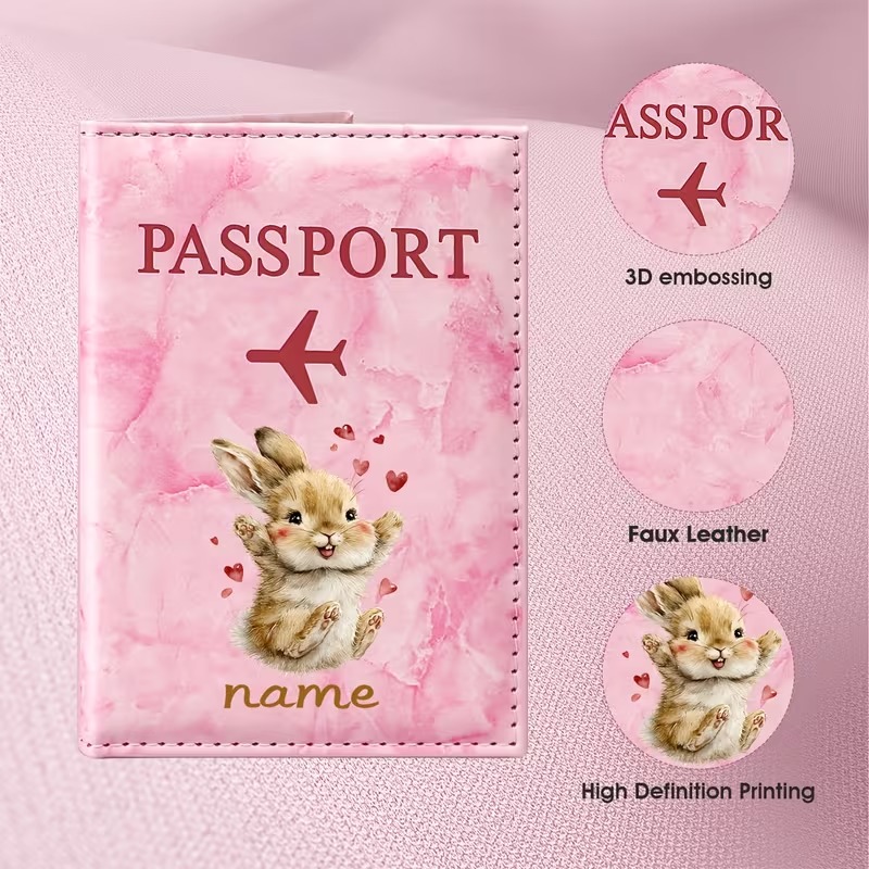 Travel Accessories Present - Custom Name Cute Rabbit Illustration Design
