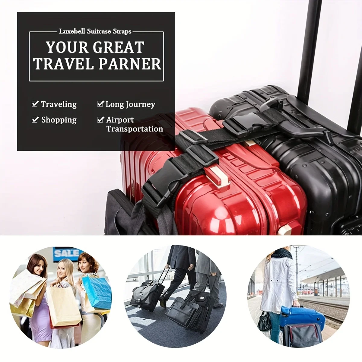 1pc Simple Adjustable Luggage  - Travel Accessories Logo review and price