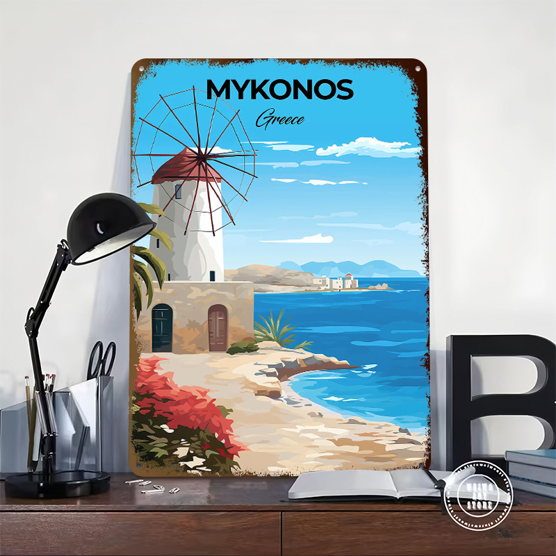 Mykonos Greece Travel Poster C - Travel Accessories Greece review and price