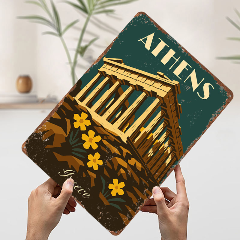 Athens Greece Retro Travel Met - Travel Accessories Greece review and price