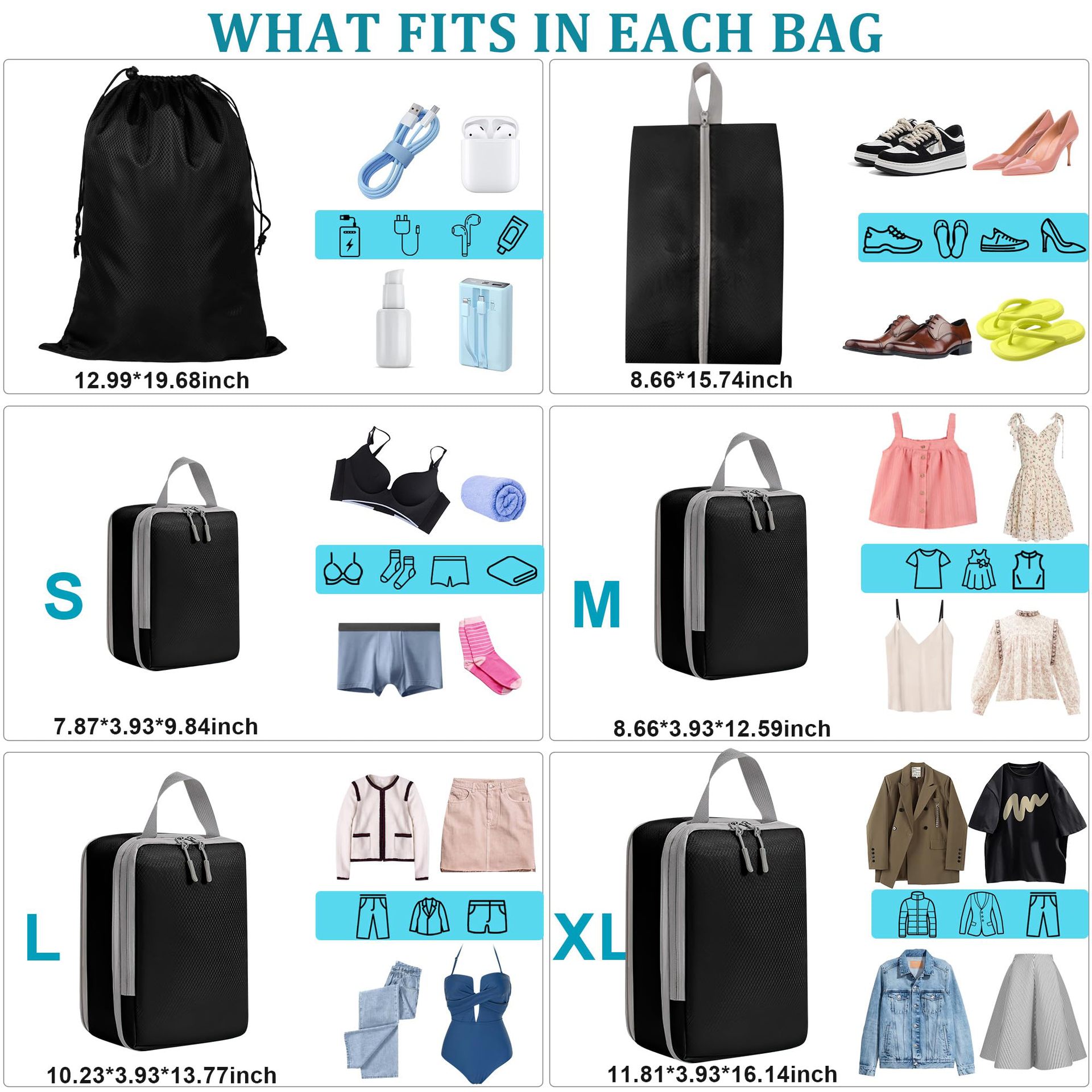 6 Set Compression Packing Cube - Travel Accessories Organiser review and price