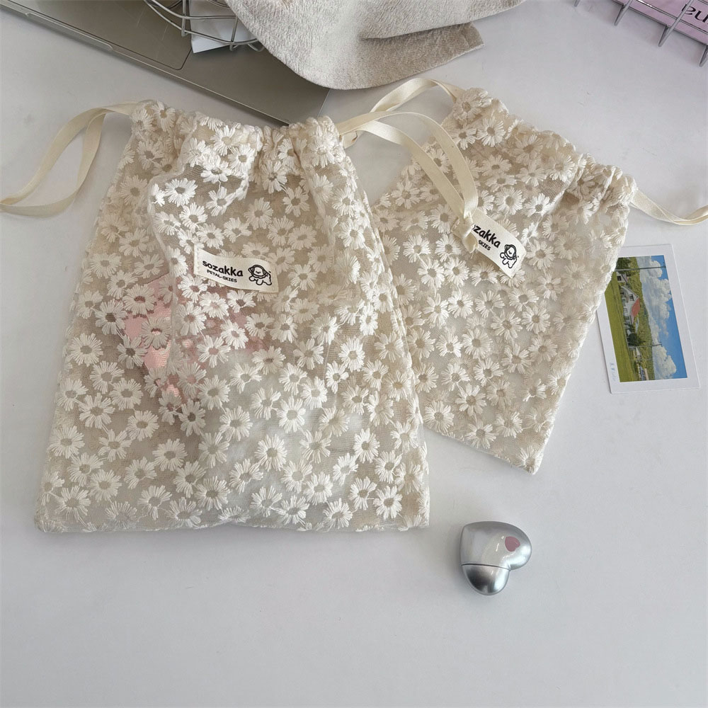 Lace Embroidered Daisy Mesh Dr - Travel Accessories Pouch review and price