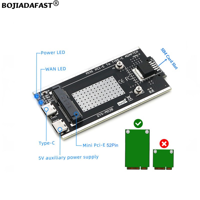 USB 2.0 Type-A to Mini PCI-E M - Sim Card Holder Case review and price