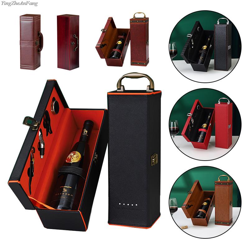 PU Leather Wine Bottle Box Lea - Travel Accessories Organiser review and price