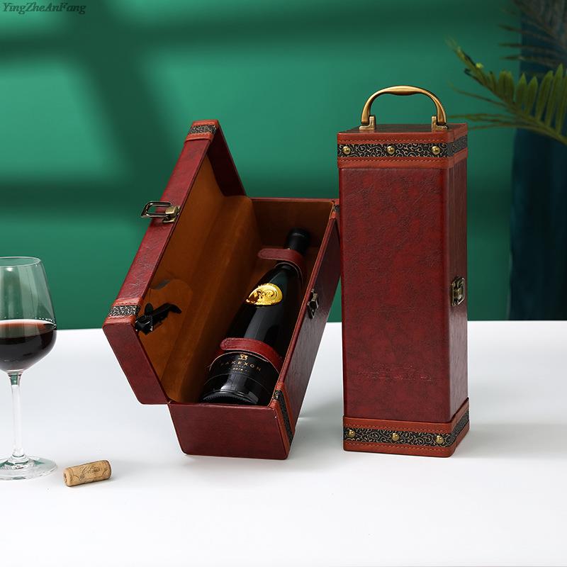 PU Leather Wine Bottle Box Lea - Travel Accessories Organiser review and price